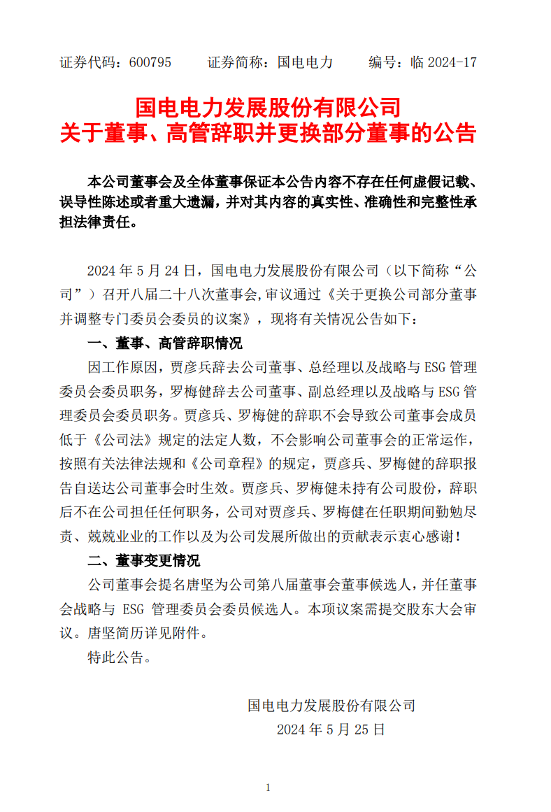 国电电力最新消息